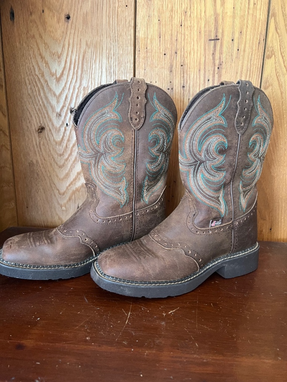 Justin Gypsy Inji Brown Leather Cowgirl Boots Size 7.5 B GY9984 Like New